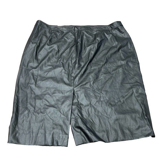 NWT J.Crew No. 3 Black Faux Leather Lined Back Slit Zip Pencil Skirt Size 22 - Picture 4 of 10